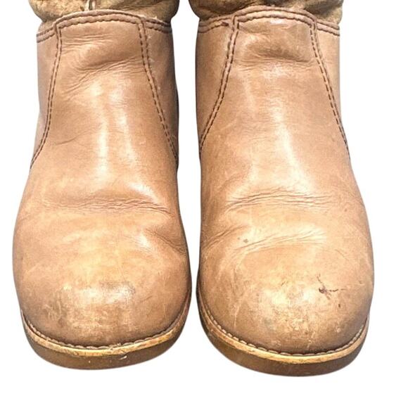 VTG 70s Blondo Leather Boots 10 Shearling Western Winter Distressed boho Hippie - Picture 5 of 16